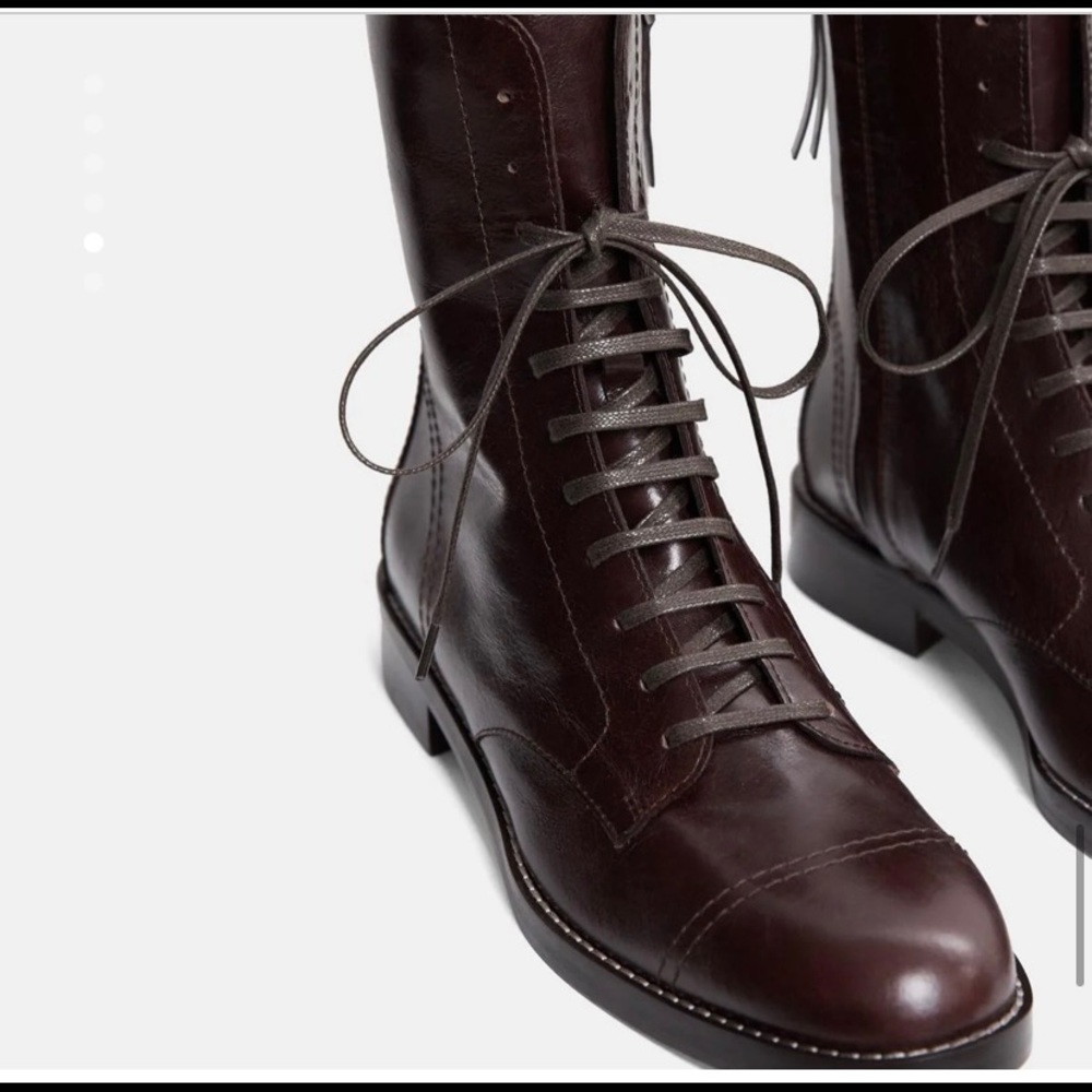 Theory brown leather combat boots.New and stuffed!